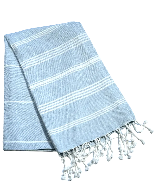 Hamamtuch Bio-Baumwolle Fouta Hammam Hellblau