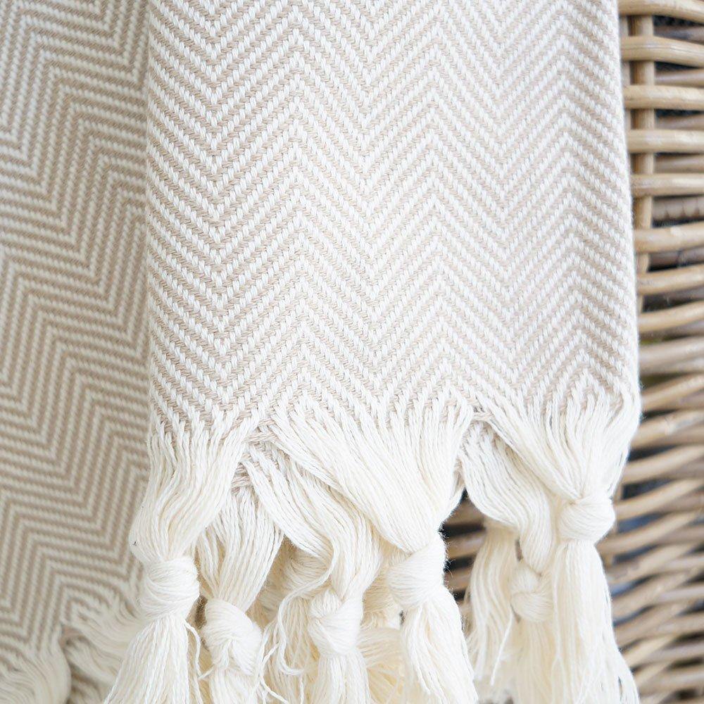 Hamamtuch XXL / Plaid Charles II beige - handgewebt - Hamamista