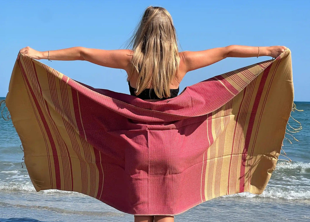 Hamamtuch Bio-Baumwolle Sand dunkelrot