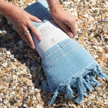 Laden Sie das Bild in den Galerie-Viewer, Hamamtuch Frottee Hamamtuch Bio Aquamarin