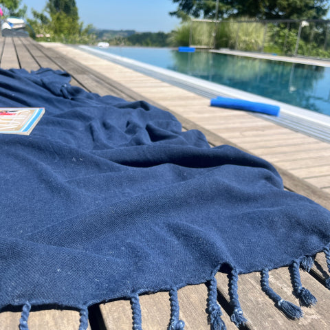 Hamamtuch Lale jeansblau handgewebt