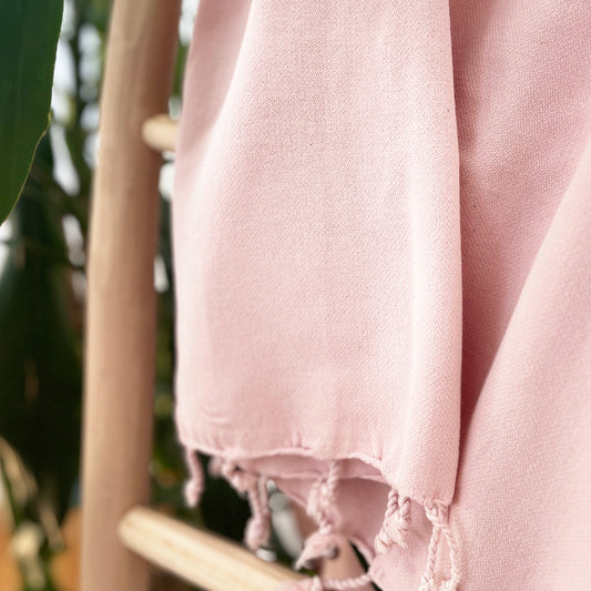 Hamamtuch Lale rosé - handgewebt und stonewashed