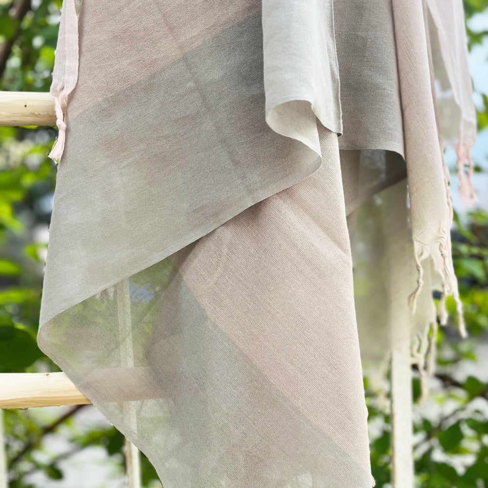 Hamamtuch beige/grau/rosé – extradünn 150 Gramm