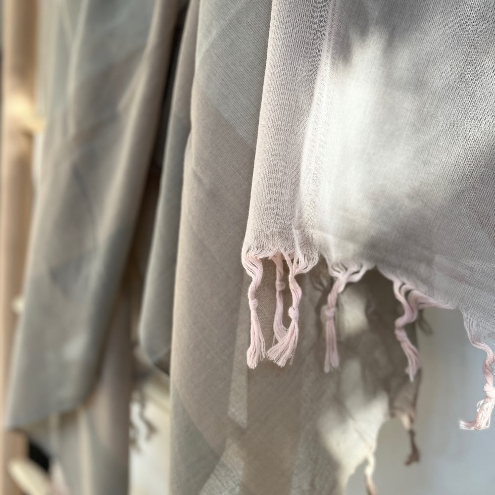 Hamamtuch beige/grau/rosé – extradünn 150 Gramm