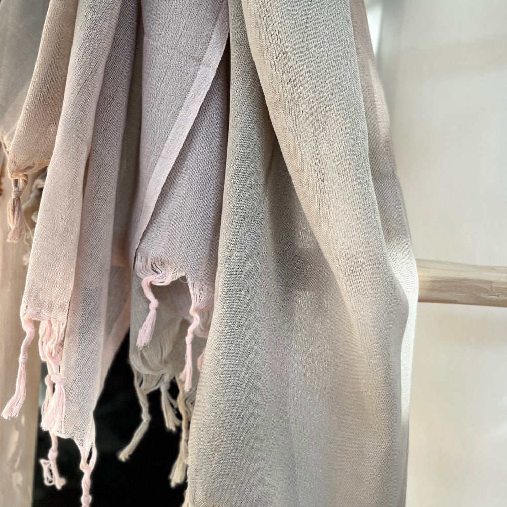 Hamamtuch beige/grau/rosé – extradünn 150 Gramm