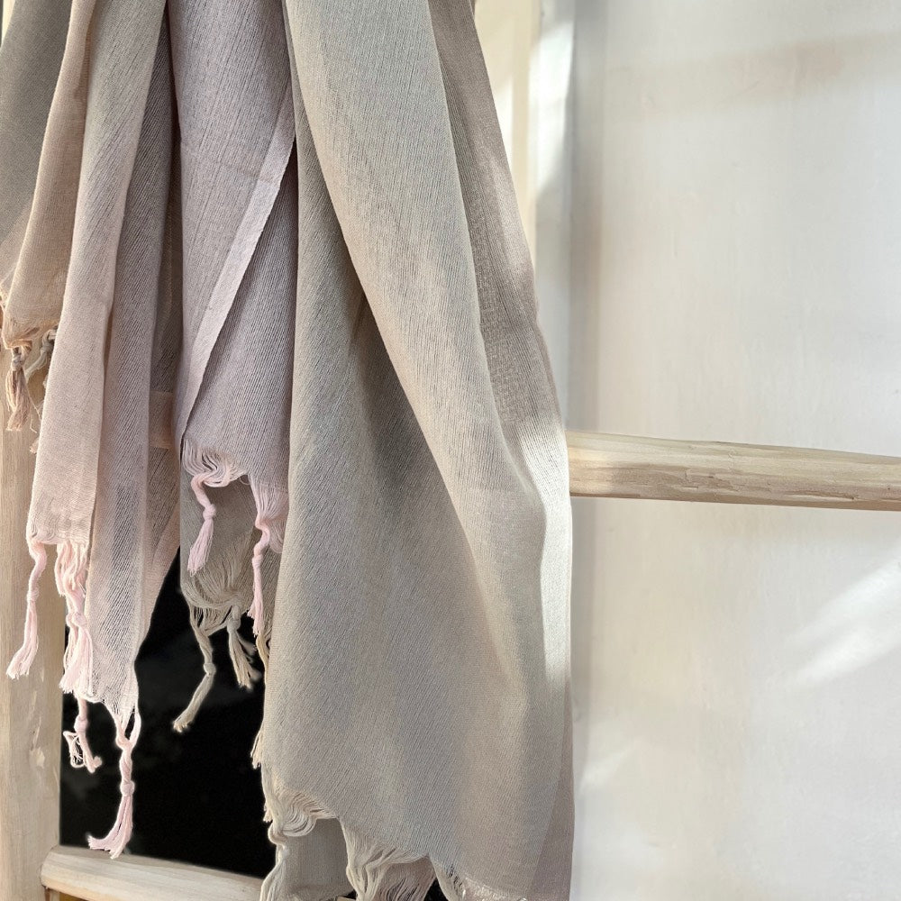 Hamamtuch beige/grau/rosé – extradünn 150 Gramm