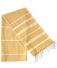 Laden Sie das Bild in den Galerie-Viewer, Hamamtuch Bio-Baumwolle &quot;Fouta Hammam&quot; gelb
