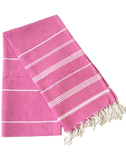 Laden Sie das Bild in den Galerie-Viewer, Hamamtuch Bio-Baumwolle &quot;Fouta Hammam&quot; pink