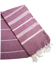 Laden Sie das Bild in den Galerie-Viewer, Hamamtuch Bio-Baumwolle Fouta Hammam Violett