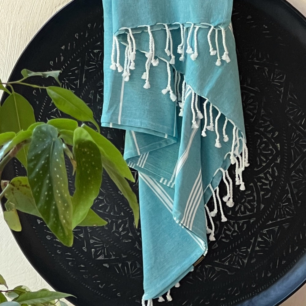 Hamamtuch Bio-Baumwolle Fouta Hammam Türkis