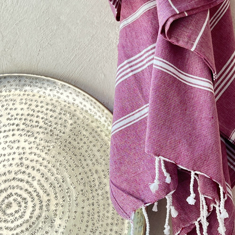 Hamamtuch Bio-Baumwolle Fouta Hammam violett