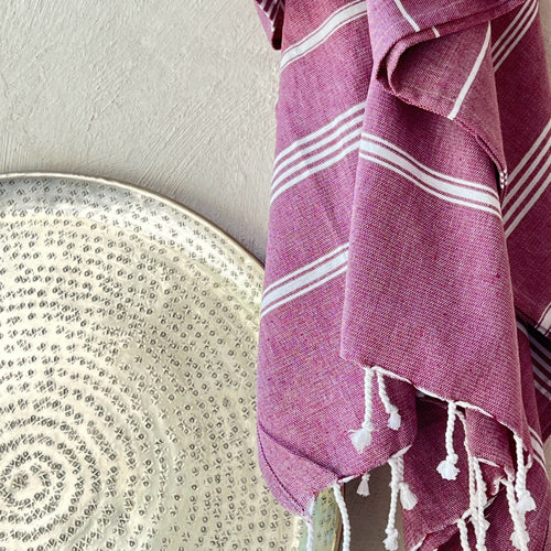 Hamamtuch Bio-Baumwolle Fouta Hammam violett