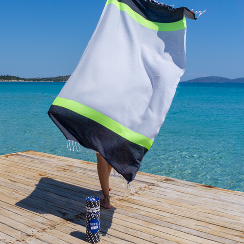 Hamamtuch Neon schwarz aus recycelter Baumwolle