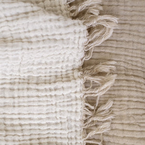 Tagesdecke aus Musselin – Bettüberwurf Ava (Oeko-Tex) in Beige