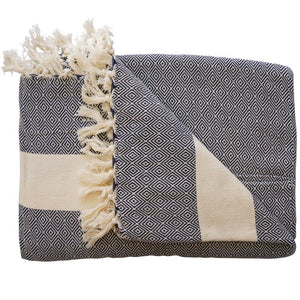 Hamamtuch XXL / Plaid Charlotte nachtblau - Hamamista
