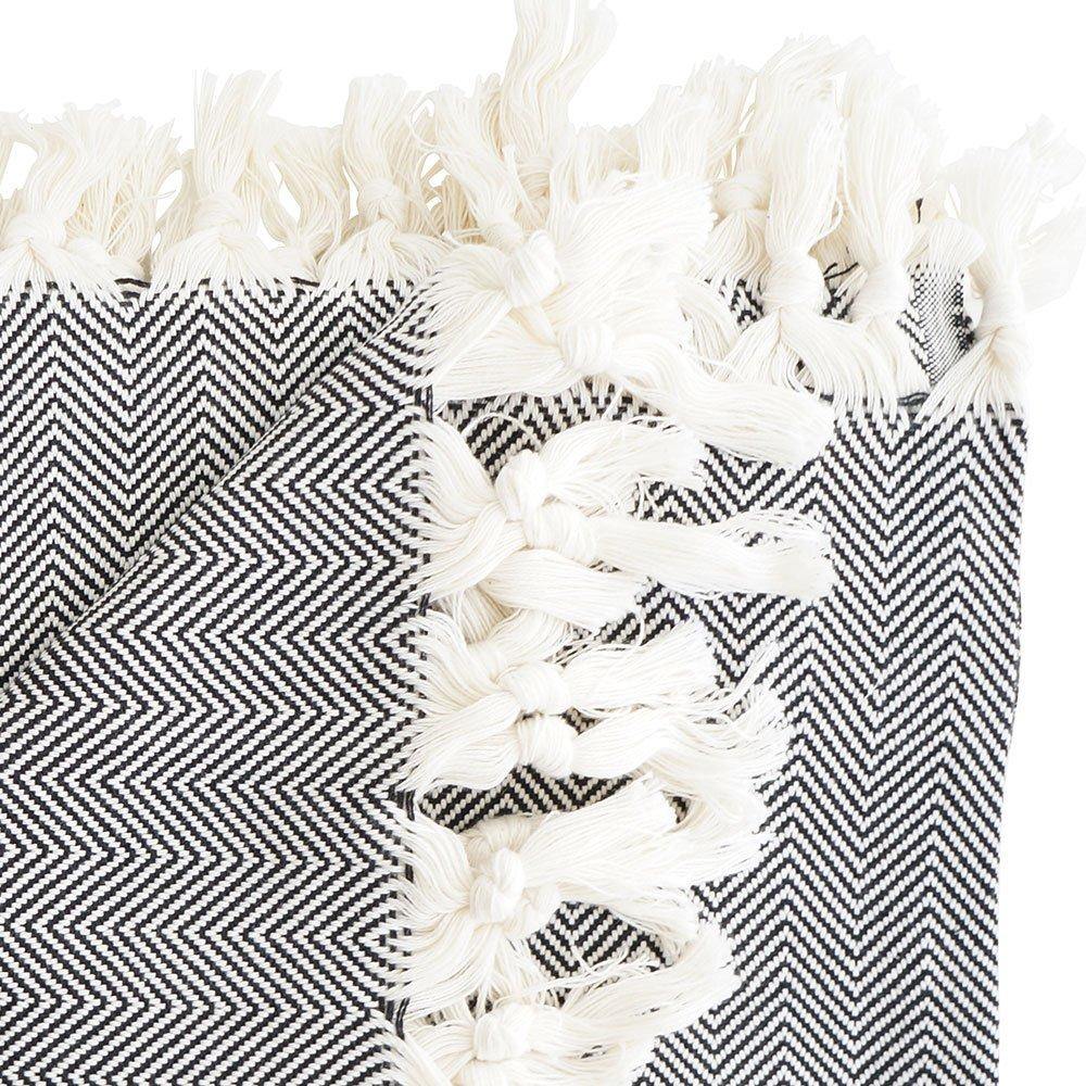 Hamamtuch XXL / Plaid Charles II schwarz - handgewebt - Hamamista