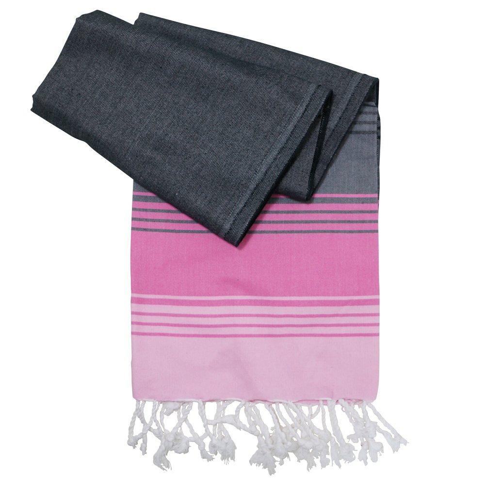 Hamamtuch Kim - schwarz mit pink - Hamamista