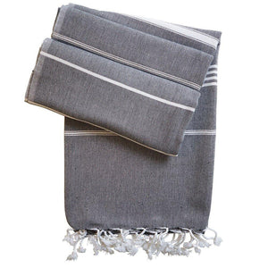 Hamam towel extra long Ellen handwoven - black - Hamamista