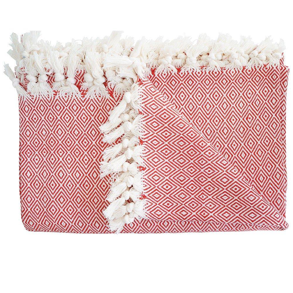 Hamamtuch XXL / Plaid Charlotte II rot - handgewebt - Hamamista