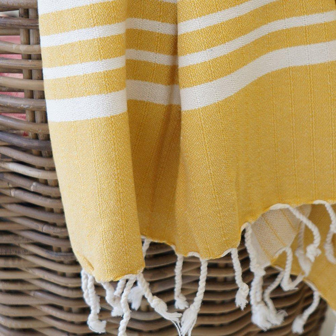 Hamam cloth Leyla hand-woven and pre-washed - yellow - Hamamista