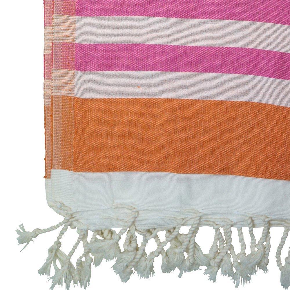 Hamamtuch Josie weiß-orange-pink - zweilagig - Hamamista