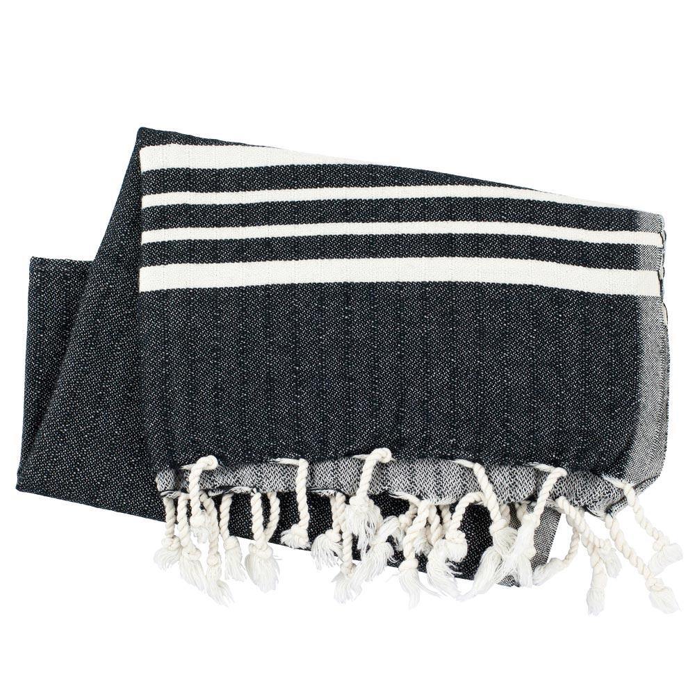 Peskir Leyla black - hand-woven and pre-washed / Hamam cloth XS - Hamamista