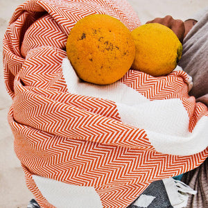 Hamamdecke / Plaid Charles orange handgewebt von Hamamista