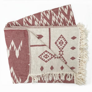 Hamam Blanket / Hamam Towel XXL Jackie Ethno bordeaux