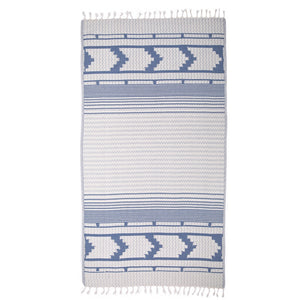 Hamam Towel Organic Aztec Pattern Blue 100 % Organic Cotton