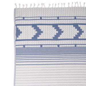 Hamam Towel Organic Aztec Pattern Blue 100 % Organic Cotton