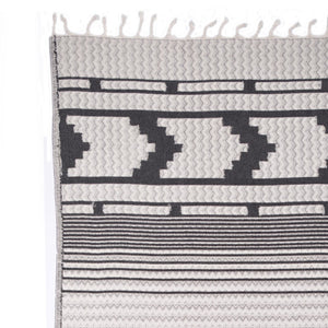 Hamam Towel Organic Aztec Pattern Black 100% Organic Cotton