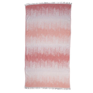 Hamam towel organic with colour gradient coral-white by Hamamista