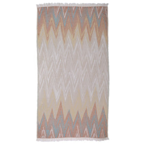 Hamam Towel Organic Zigzag Pattern in Beige Tones made from 100% Organic Cotton