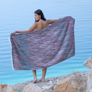 Hamam towel organic serrated pattern red made from 100 % organic cotton