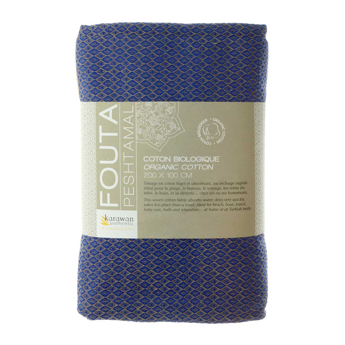 Hamamtuch Bio-Baumwolle Sand imperialblau