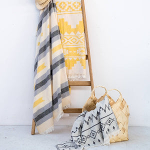 Hamam Towel Jackie Aztec Pattern Yellow