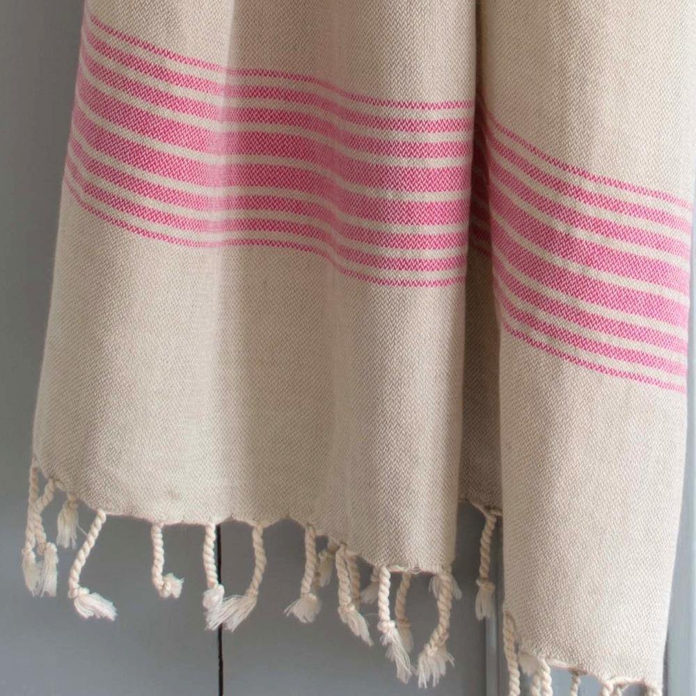 Hamamtuch Leinen II fuchsia - handgewebt von Hamamista