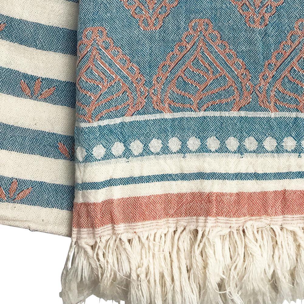 Hamamtuch Jackie Fes apricot-blau