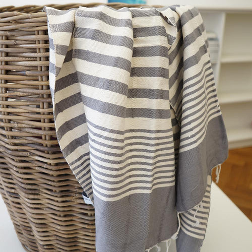 Hamam Towel Bella hand-woven and pre-washed - grey