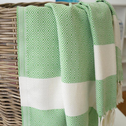 Hamam towel Charlotte green - handwoven by Hamamista