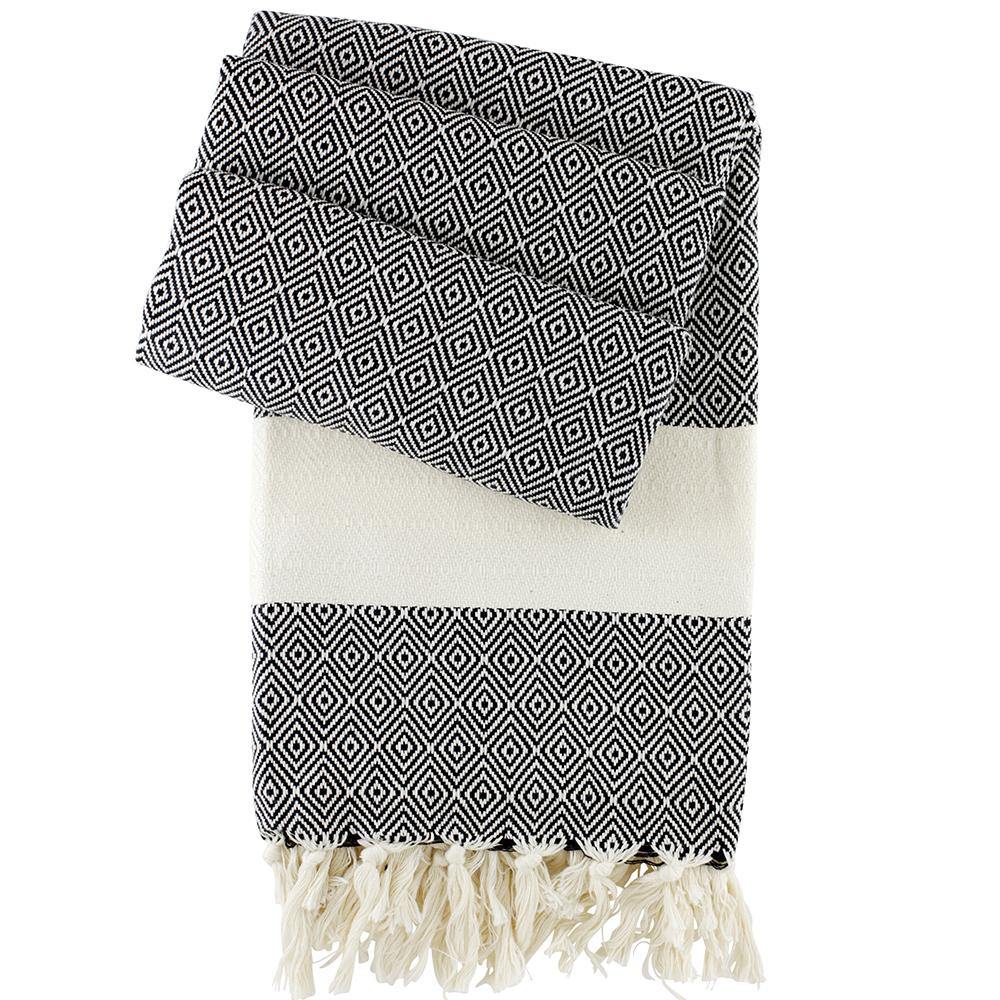 Hamam Towel Charlotte black - handwoven