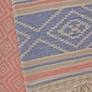 Hamamtuch Jackie Ethno beige-blau-koralle