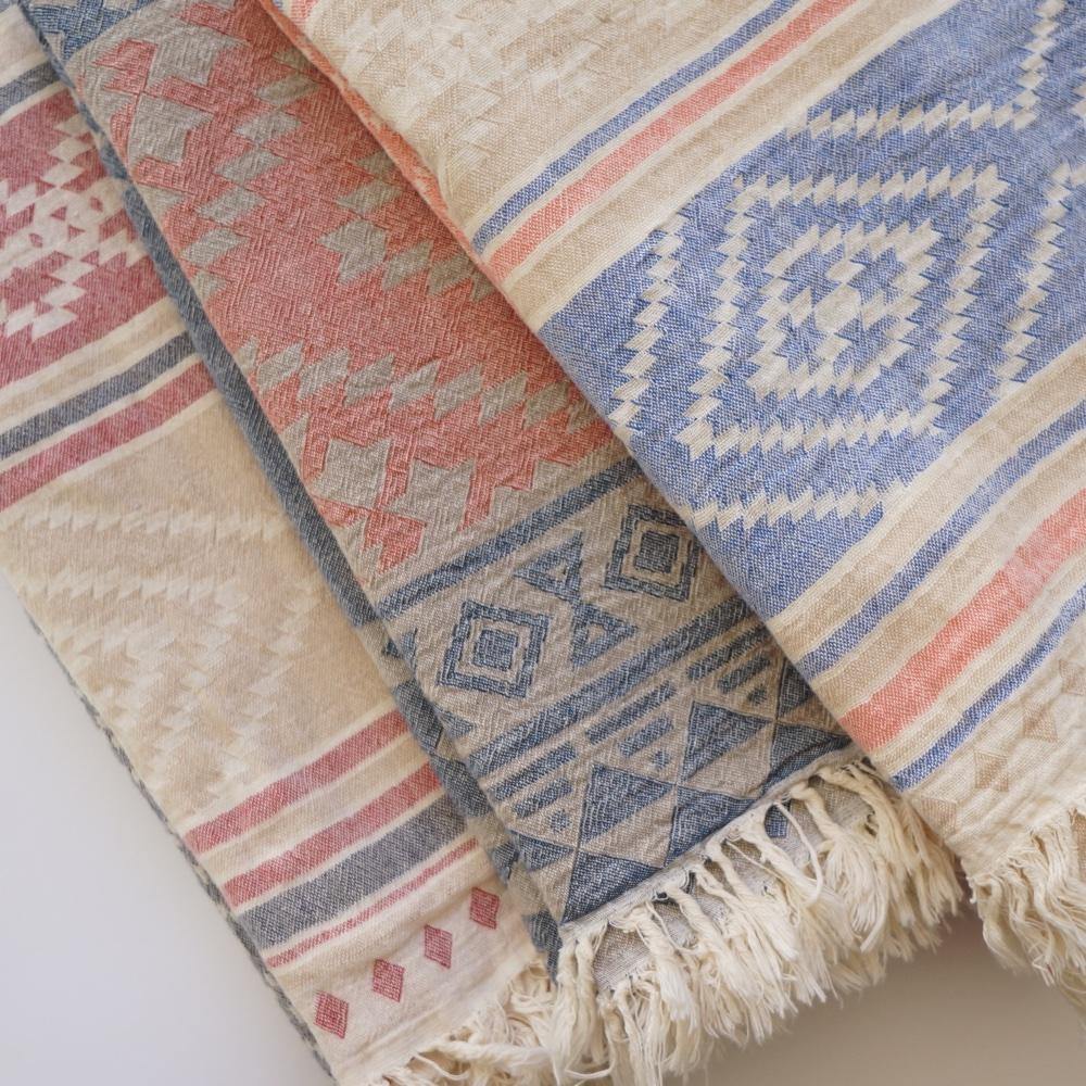 Hamam Towel Jackie Ethno beige-blue-coral