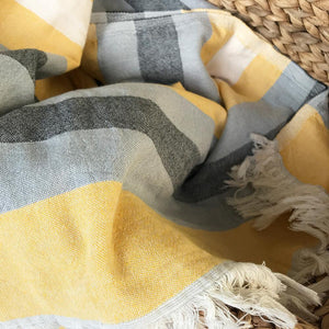 Hamam Towel Jackie yellow-grey