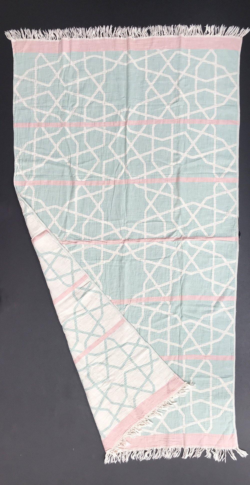 Hamamtuch Jackie Maghreb lindgrün-rosa
