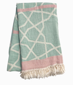 Hamam Towel Jackie Maghreb lime green-pink