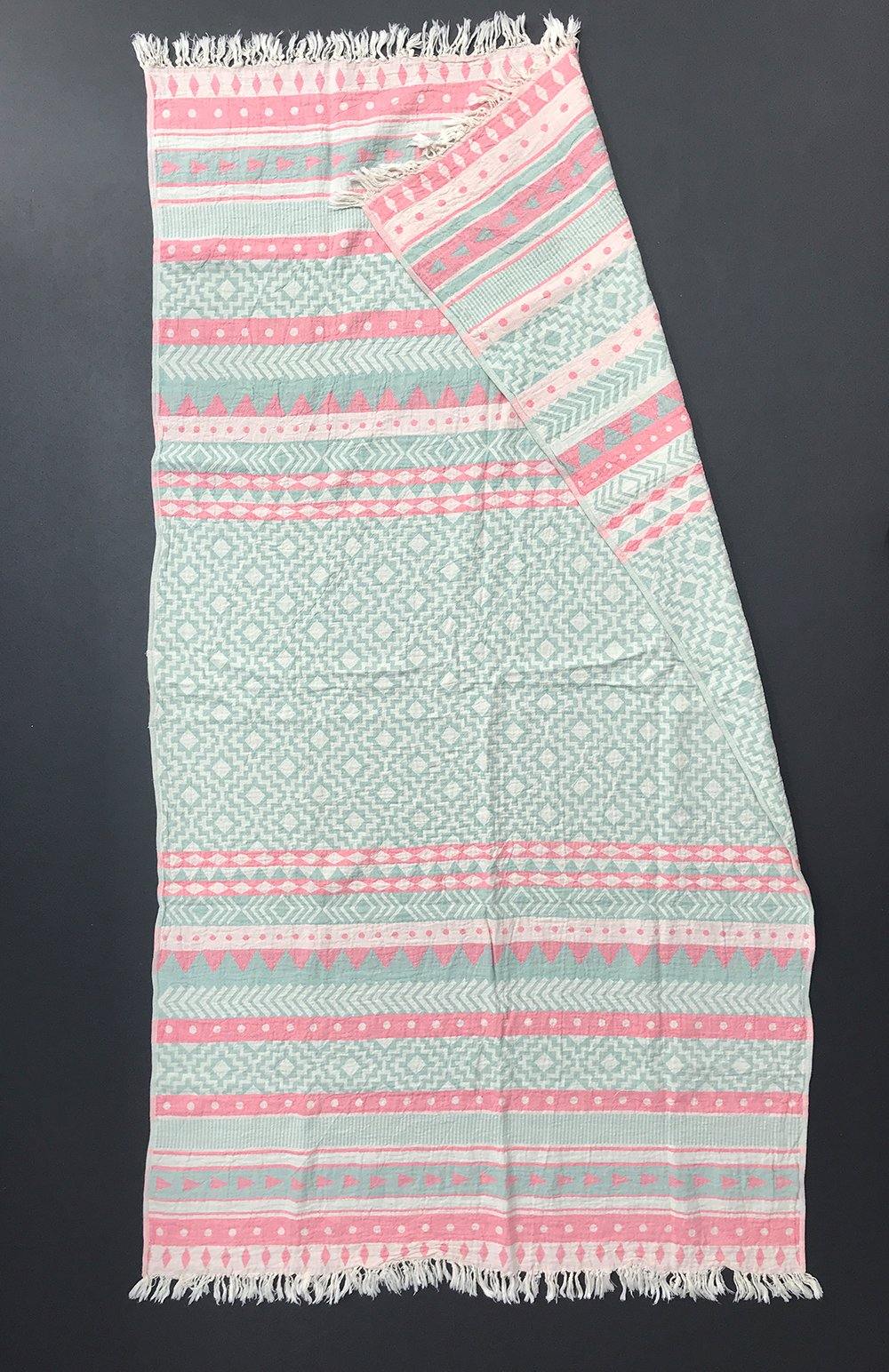 Hamamtuch Jackie Orient salbei-pink