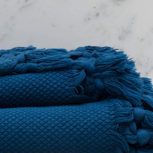 Hamamtuch Pur dunkelblau handgewebt 95 x 175 cm