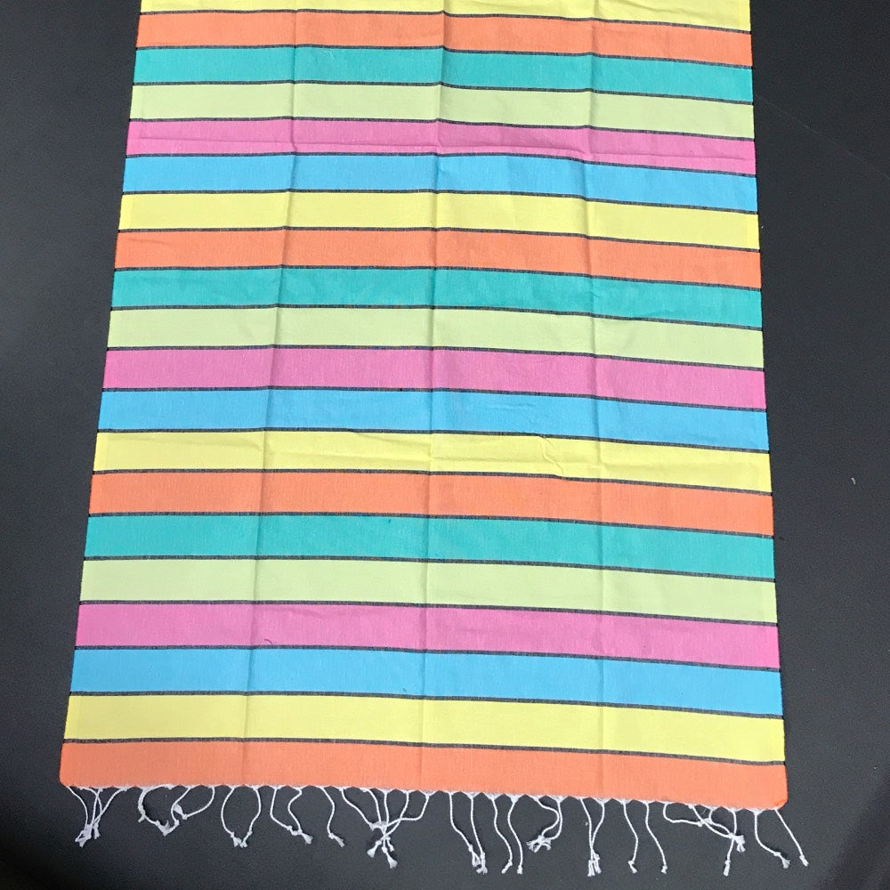 Hamamtuch Regenbogen mit schwarzen Streifen