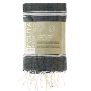 Hamamtuch Bio-Baumwolle "Fouta Hammam" schwarz